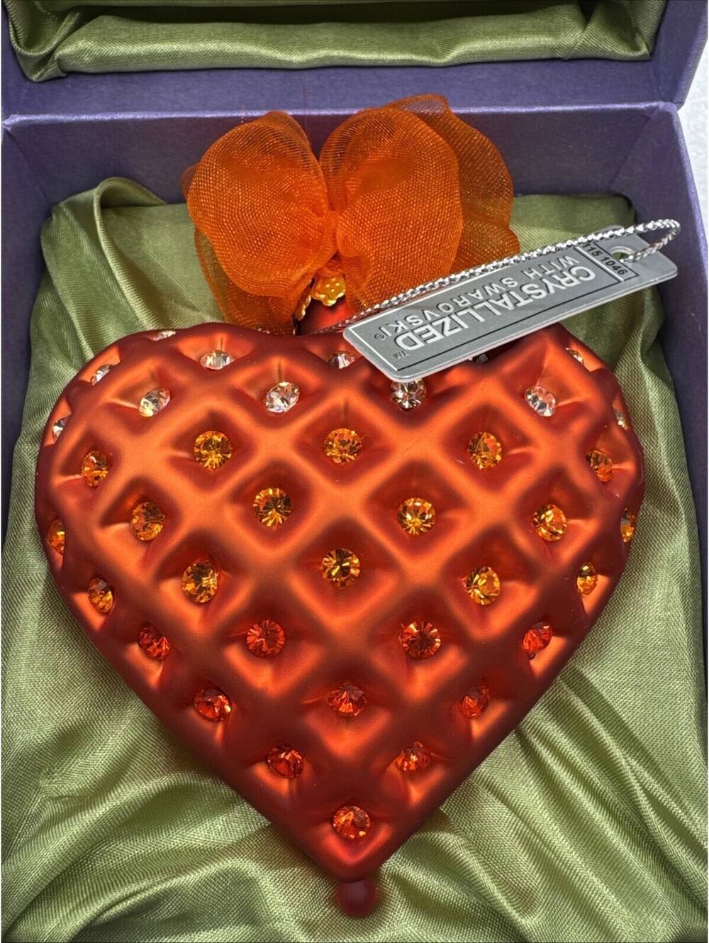 Swarovski Crystals Expressions From The Heart 3” Ornament Orange Color Of Love